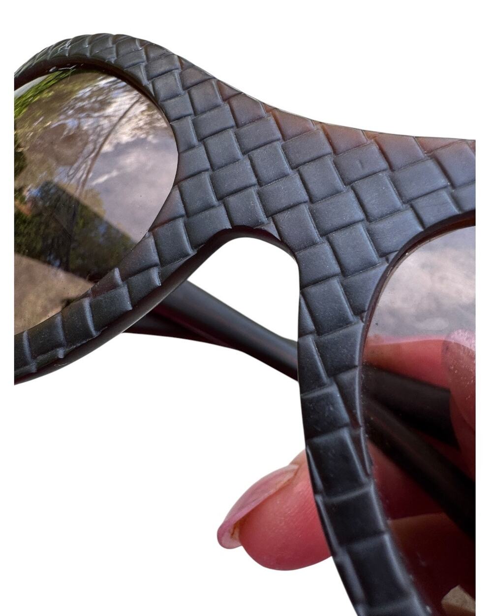 Vintage Bottega Veneta BV 07/N/S Intrecciato Woven Sunglasses Brown Oval Y2K